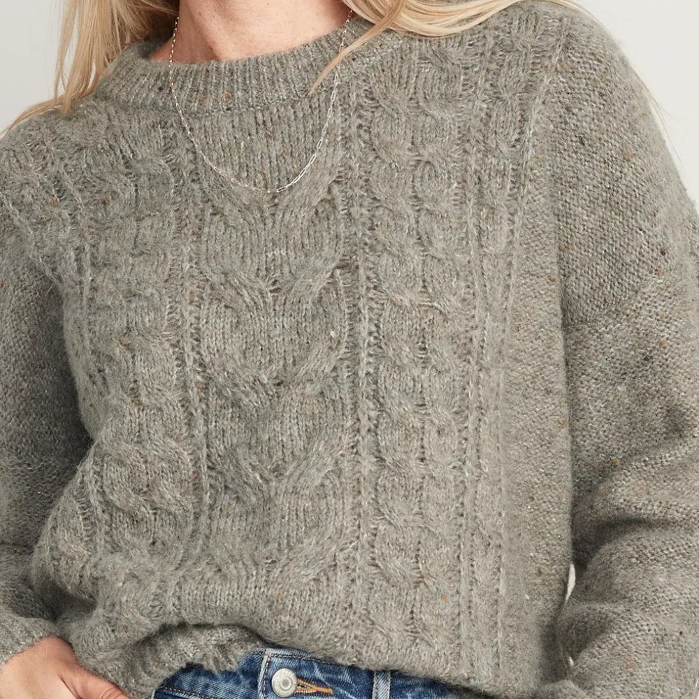 Speckled Cable-Knit Sweater